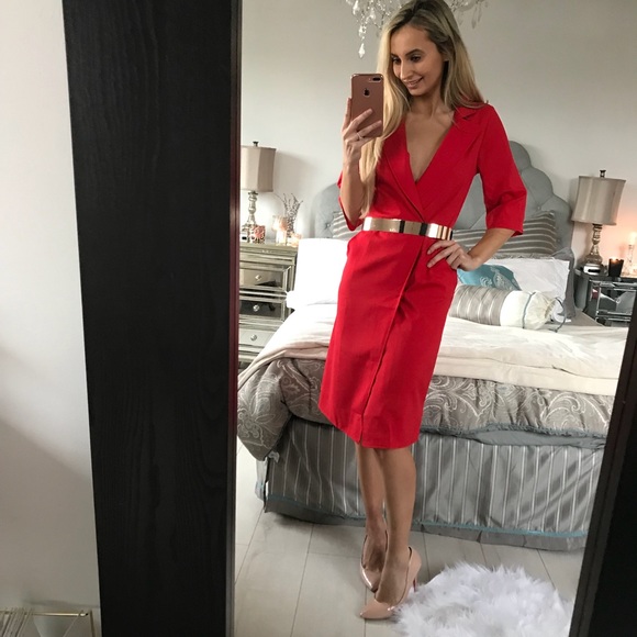 SOLD OUT!!!! -European Style Midi Red Dress - Picture 6 of 8